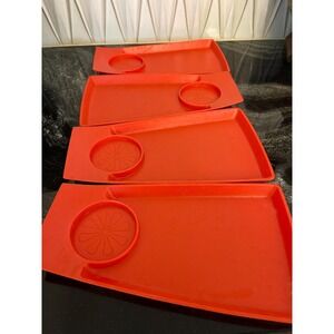 Vintage Snack Tray Retro Orange David Douglas Co Made in Manitowoc WI - Set of 4